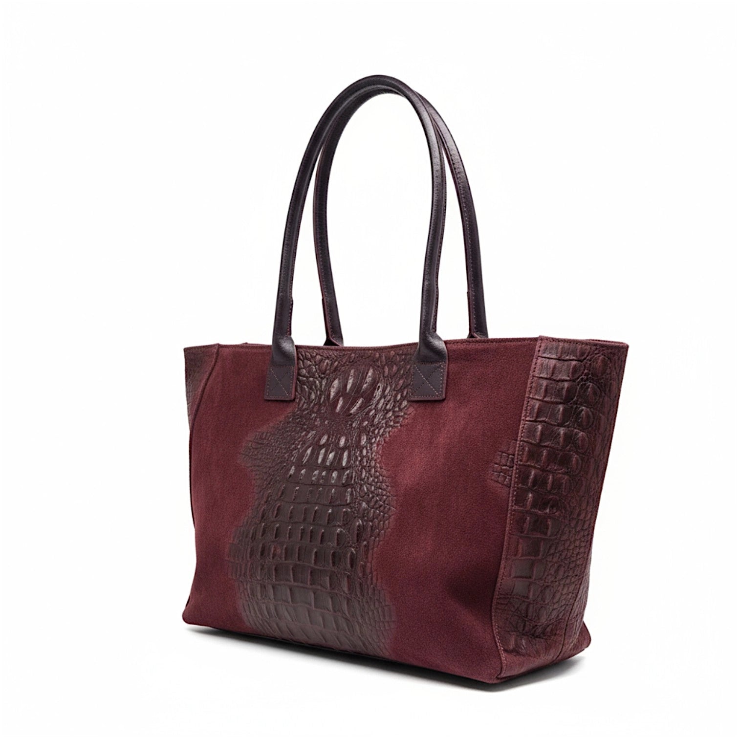 BZNA Bag Ladas Bordeaux Kroko Prägung Leder Italy Damen Shopper Handtasche Schultertasche Tasche - B Z N A