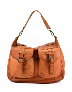 BZNA Bag April Cognac Italy Designer Beutel Umhängetasche Damen Handtasche Leder