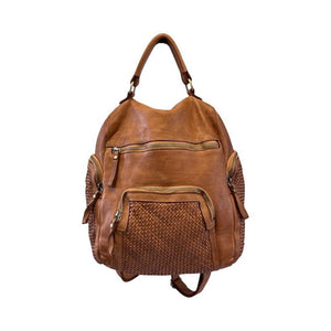BZNA Bag Svetta Cognac Backpacker Designer Rucksack Damenhandtasche Schultertasche Leder Nappa - B Z N A