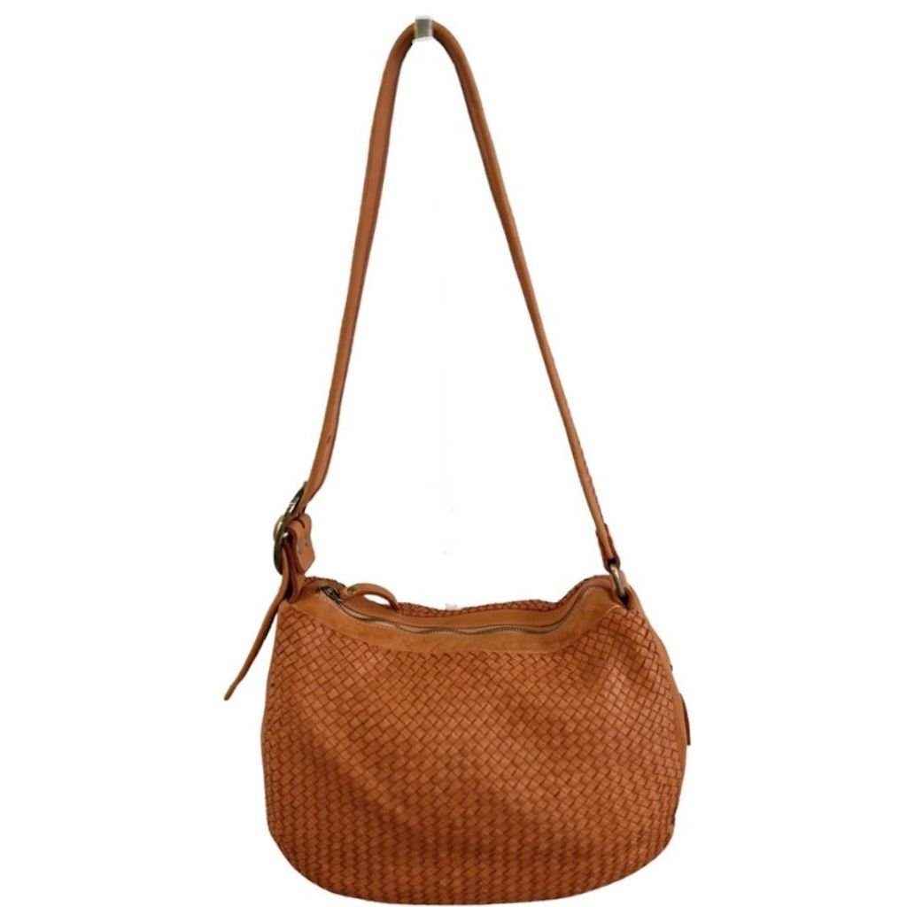 BZNA Schultertasche Bella Medium Orange Italy Designer Ledertasche Umhängetasche