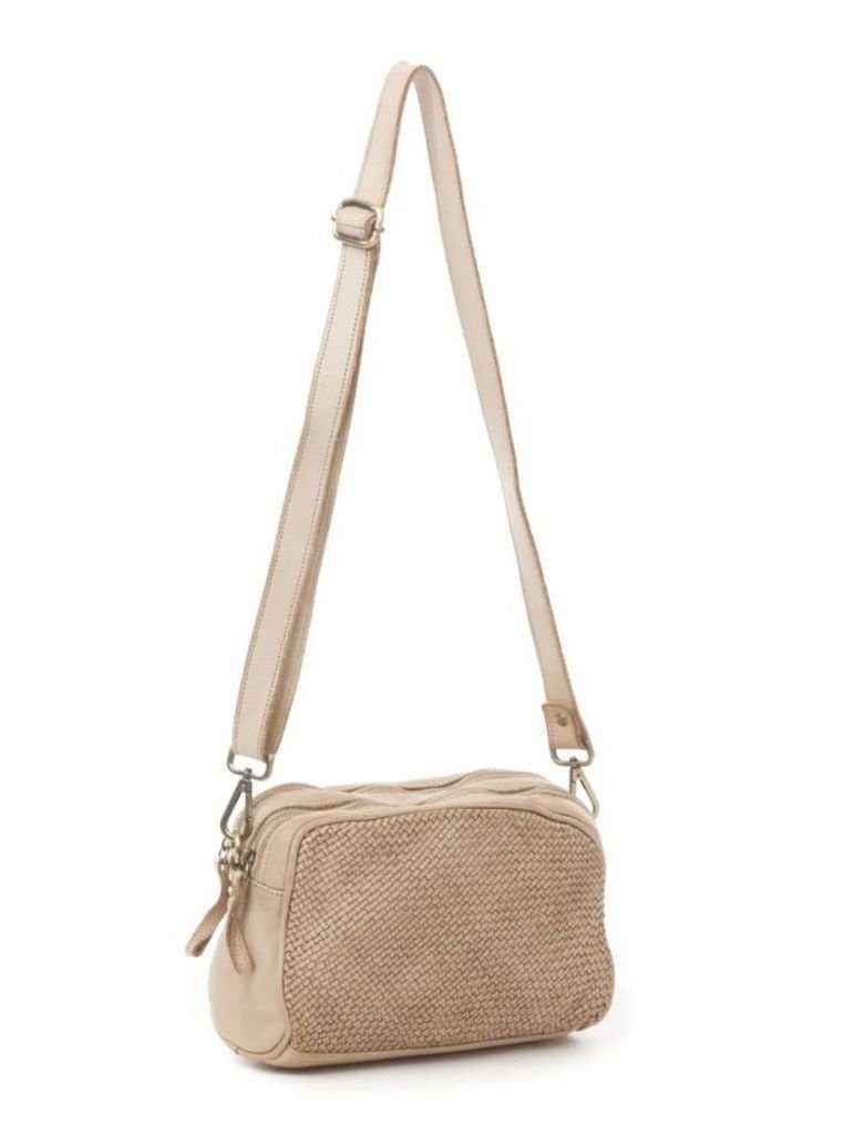 BZNA Bag Lucy helles Taupe Italy Designer Clutch Braided Ledertasche Umhängetasche Damen Handtasche Schultertasche Tasche Leder Shopper Neu