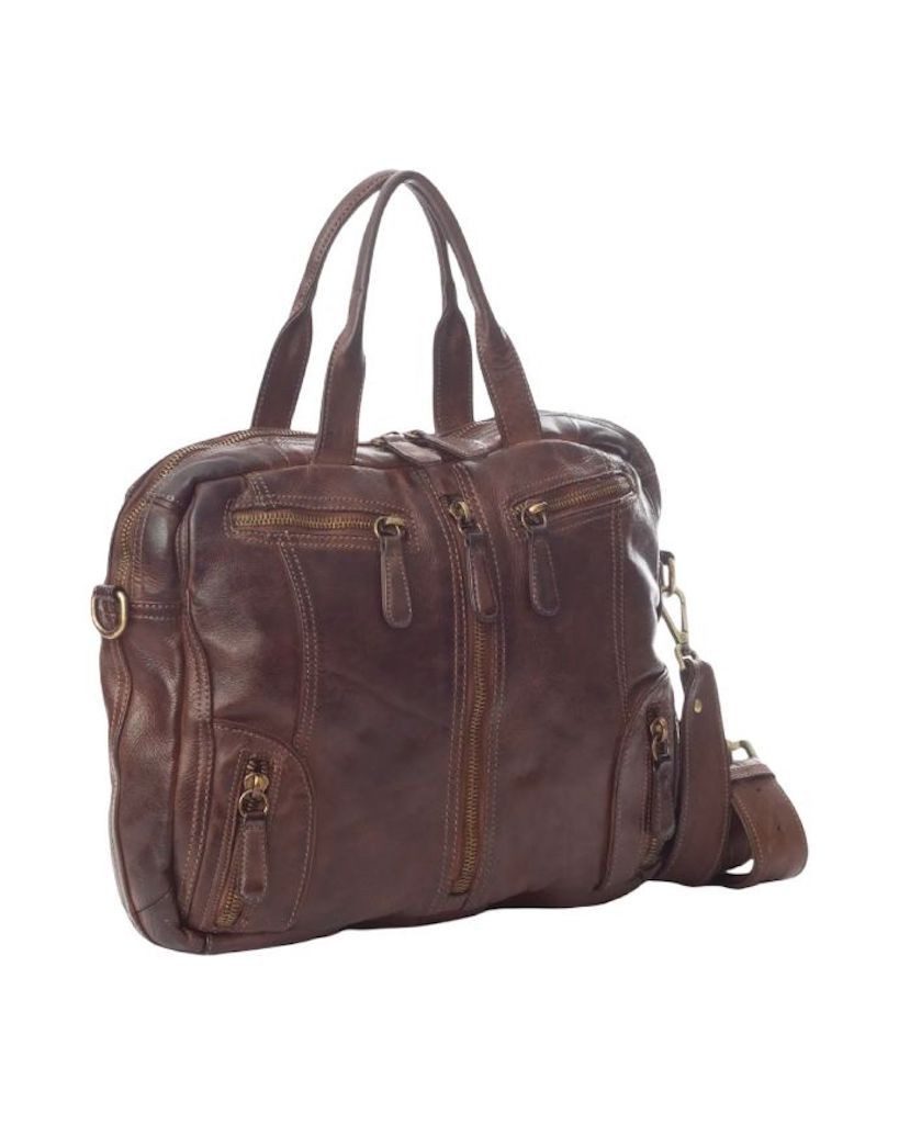 BZNA Bag Simsa Braun Business Aktentasche Designer Ledertasche Schultertasche Unisex - B Z N A