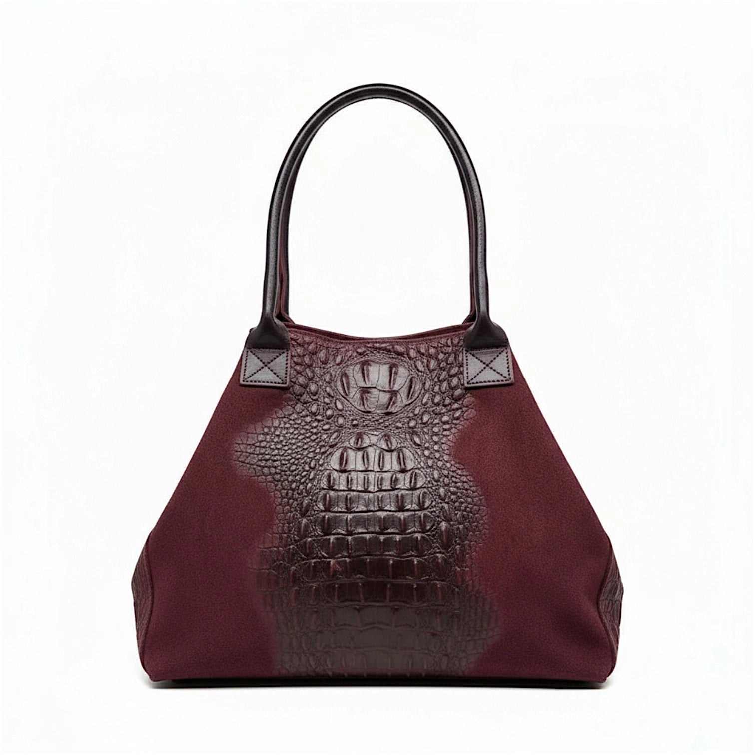 BZNA Bag Ladas Bordeaux Kroko Prägung Leder Italy Damen Shopper Handtasche Schultertasche Tasche - B Z N A