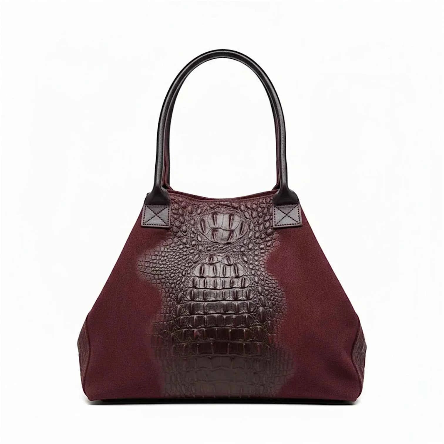 BZNA Bag Ladas Bordeaux Kroko Prägung Leder Italy Damen Shopper Handtasche Schultertasche Tasche