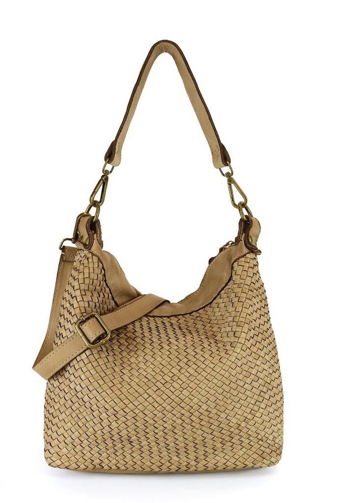 BZNA Bag Briana Taupe Italy Designer Beutel Umhängetasche Damen Handtasche Leder