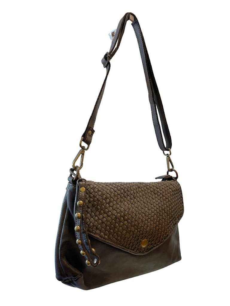 BZNA Bag Donia Braided Braun Clutch Italy Designer Umhängetasche Schultertasche Neu