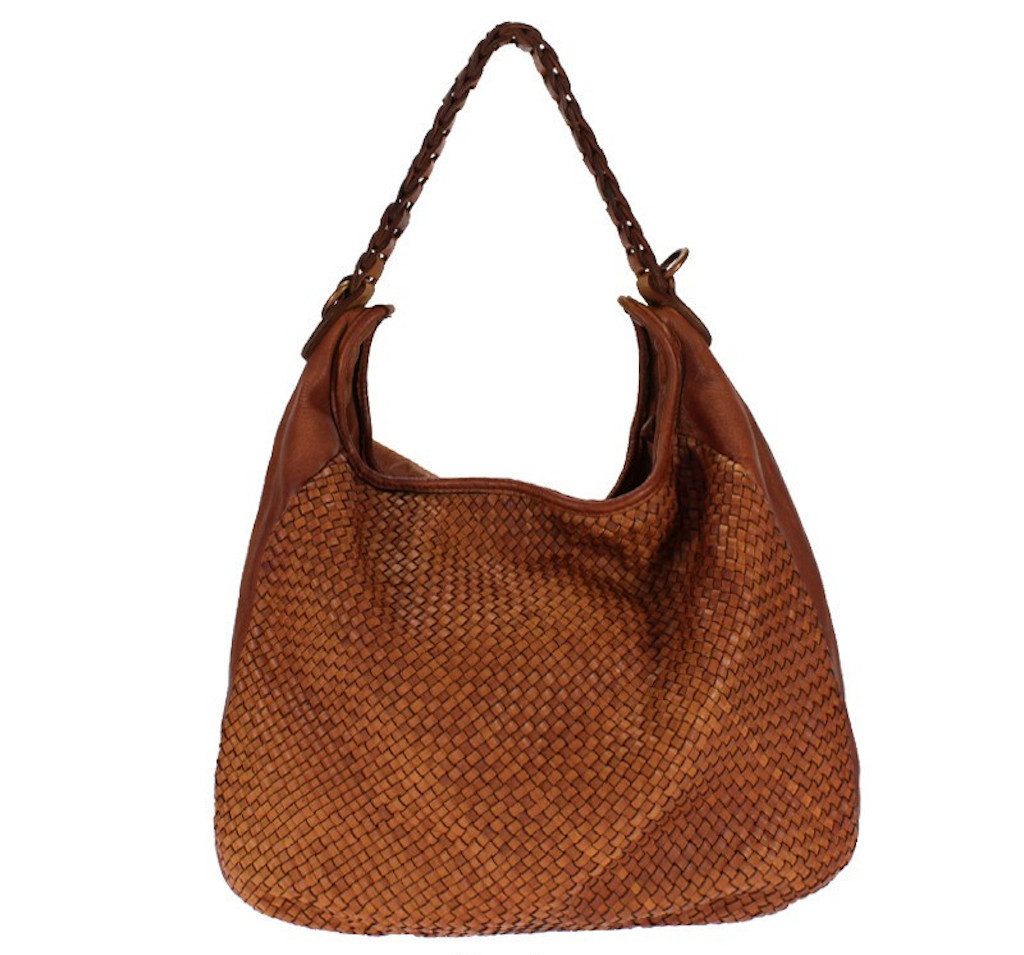 BZNA Bag Manja Cognac Italy Designer Beutel Umhängetasche Shopper Handtasche Leder - B Z N A