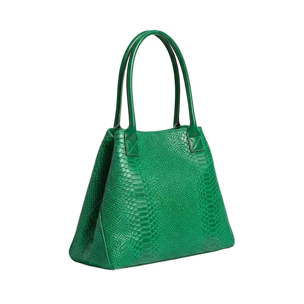 BZNA Bag Ladasha Esmerald Grün Snake Prägung Leder Italy Damen Shopper Handtasche Schultertasche Tasche