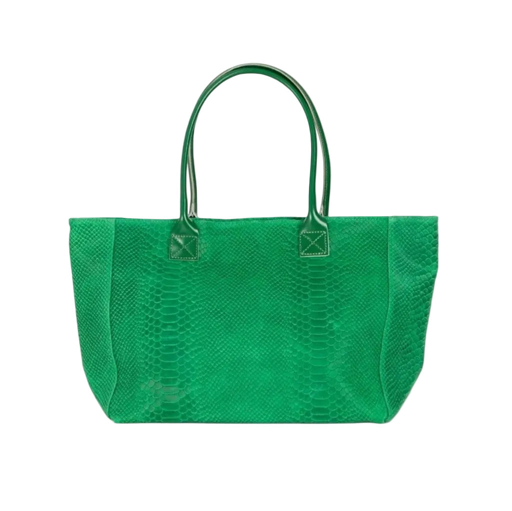 BZNA Bag Ladasha Esmerald Grün Snake Prägung Leder Italy Damen Shopper Handtasche Schultertasche Tasche - B Z N A