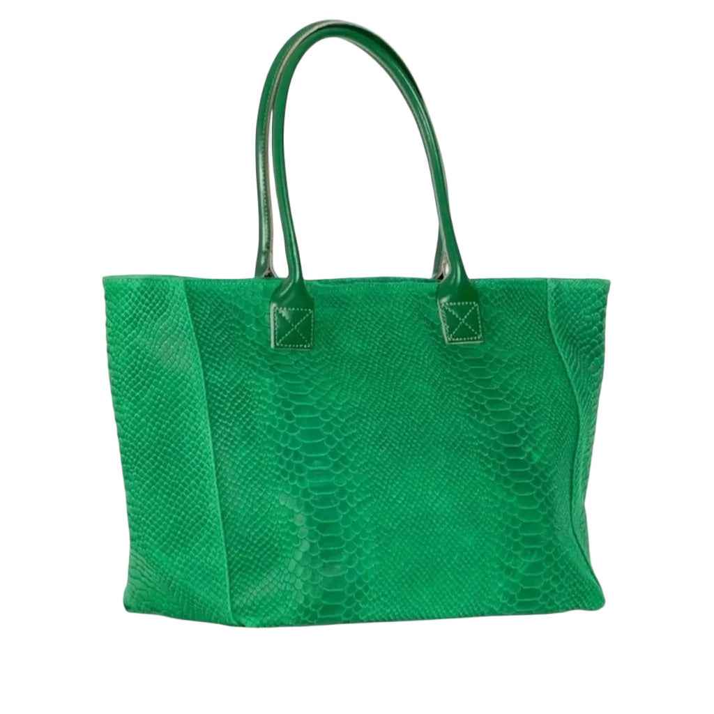 BZNA Bag Ladasha Esmerald Grün Snake Prägung Leder Italy Damen Shopper Handtasche Schultertasche Tasche