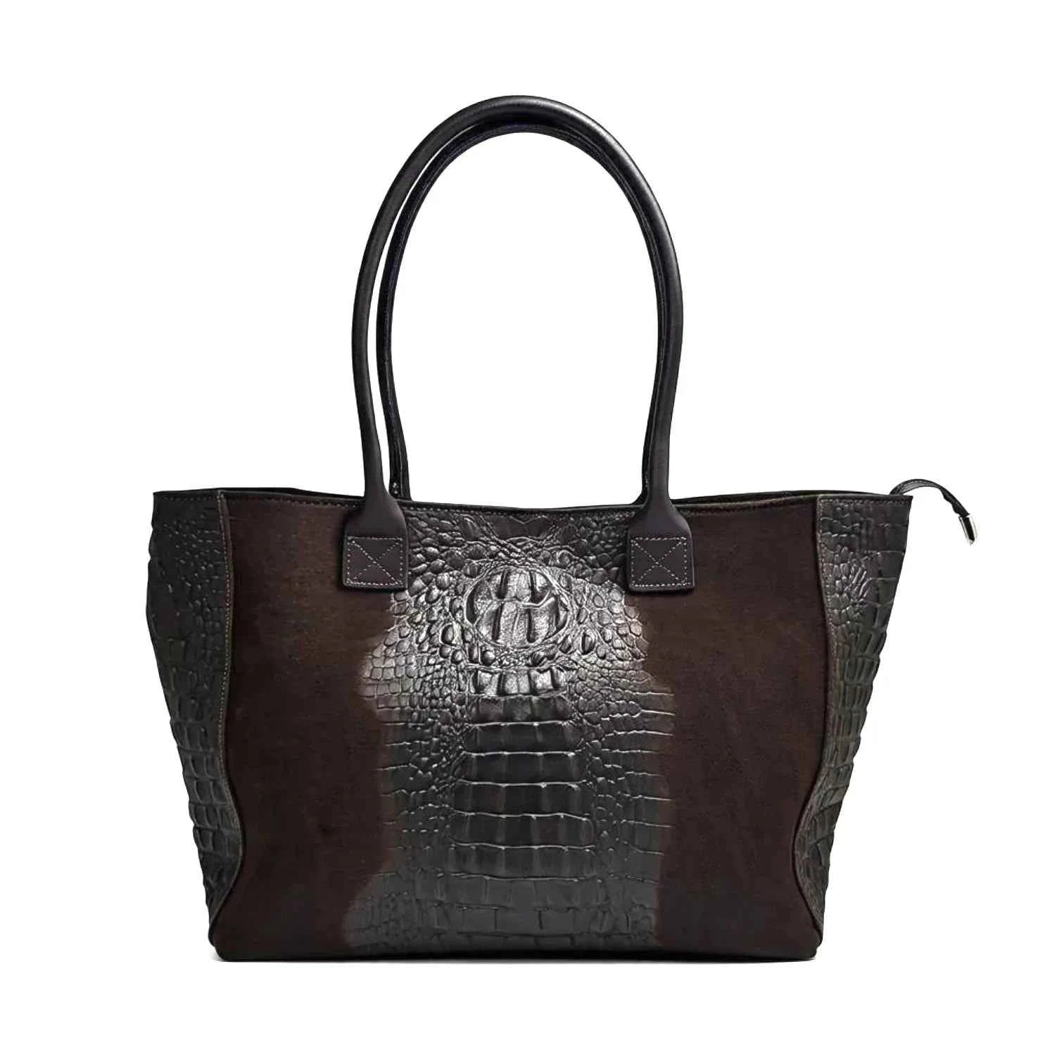 BZNA Bag Ladas Braun Kroko Prägung Leder Italy Damen Shopper Handtasche Schultertasche Tasche