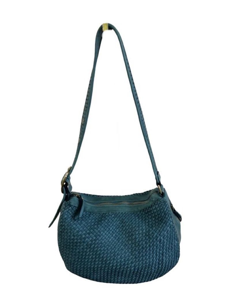 BZNA Schultertasche Bella Medium Petrol Italy Designer Ledertasche Umhängetasche - B Z N A