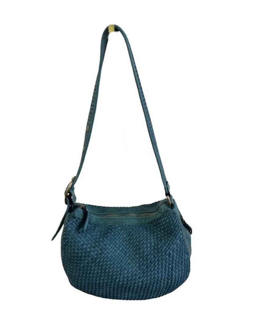 BZNA Schultertasche Bella Medium Petrol Italy Designer Ledertasche Umhängetasche