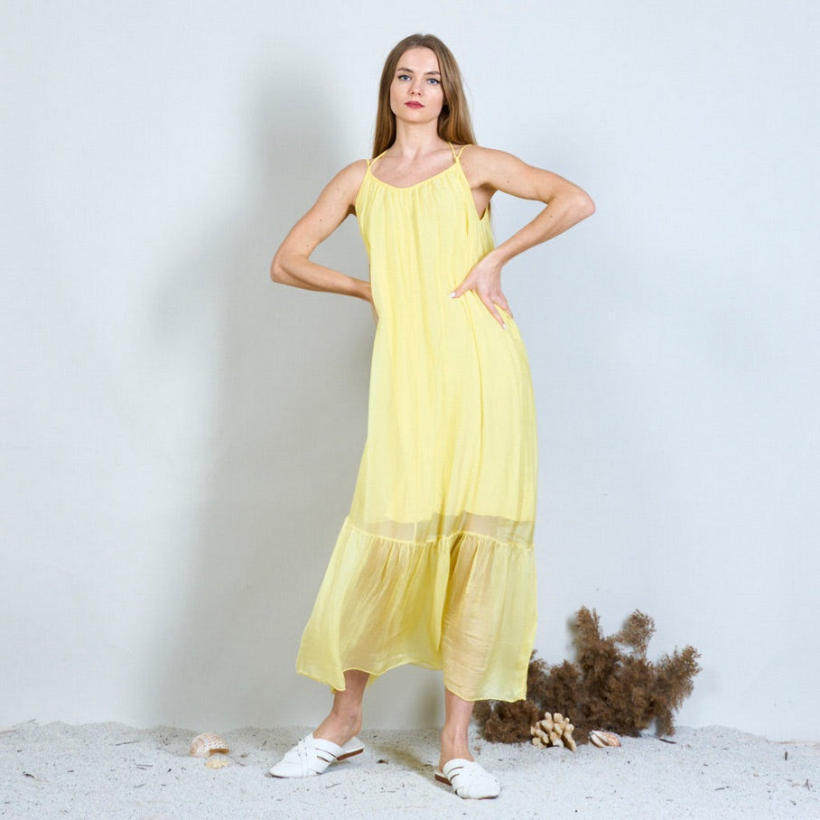 BZNA Ibiza Kleid Rückenfreies Seidenchiffon Langes Kleid Seidenkleid oneSize - B Z N A