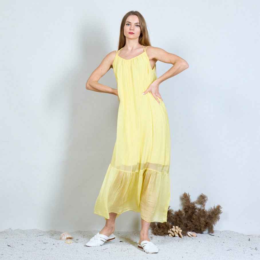 BZNA Ibiza Kleid Rückenfreies Seidenchiffon Langes Kleid Seidenkleid oneSize