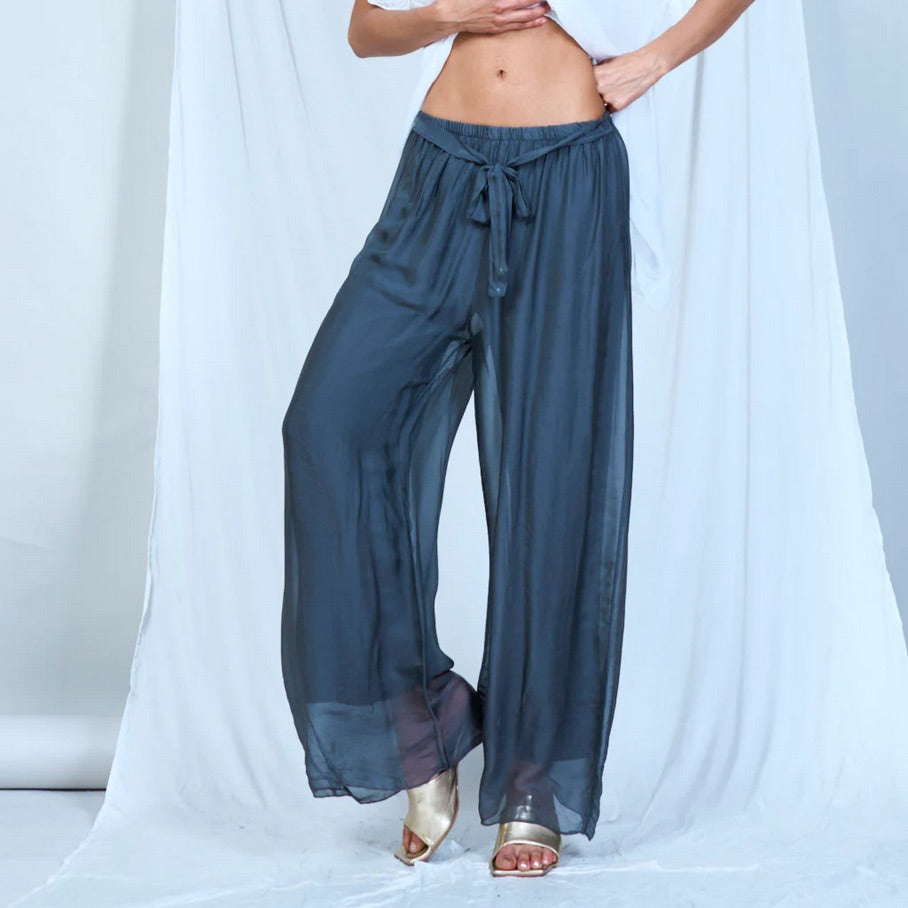 BZNA Hose mit Seide Fließende elastische Taille Chiffon Seidenhose Onesize - B Z N A