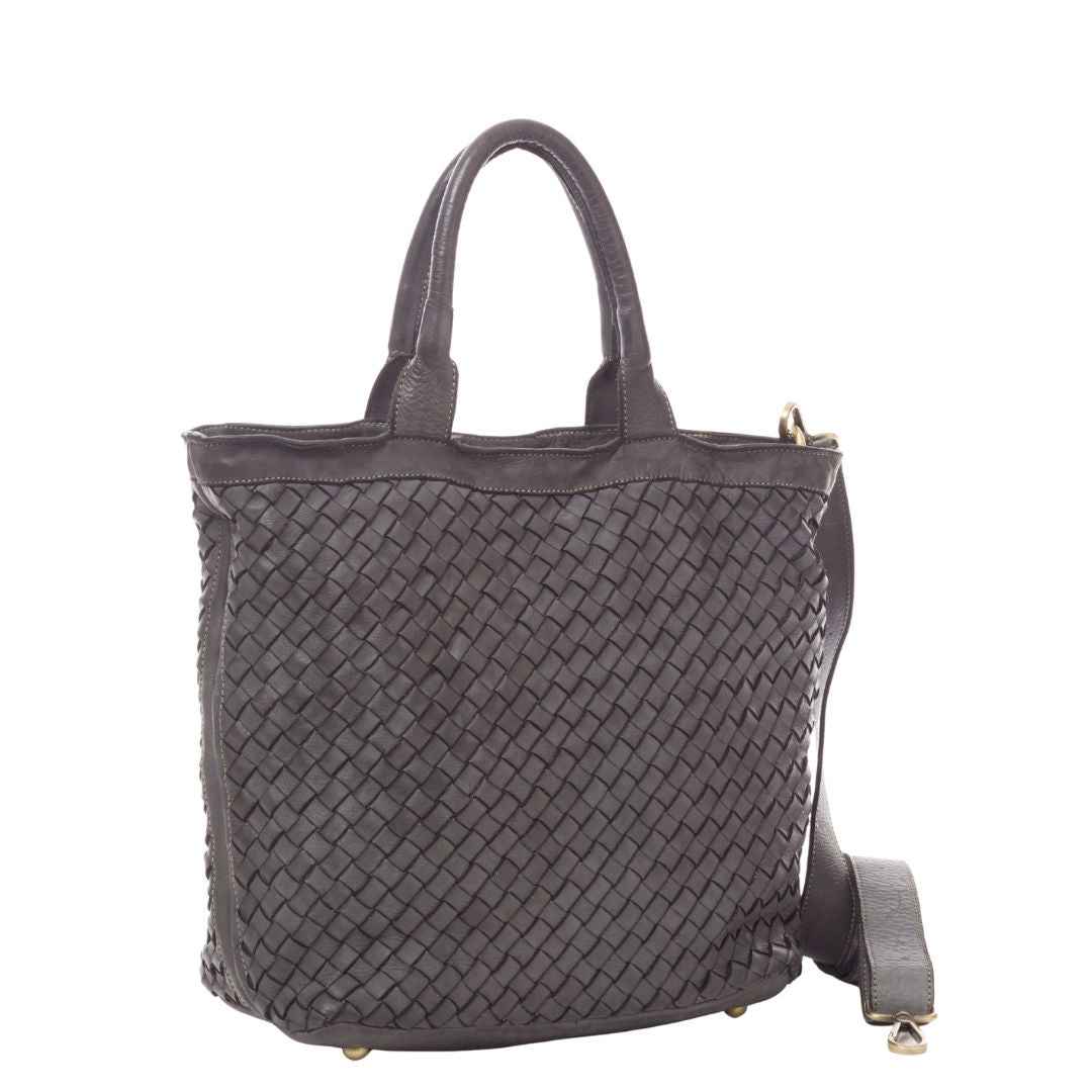 BZNA Bag Roma Grau Italy Designer Damen Handtasche Tasche Leder Shopper