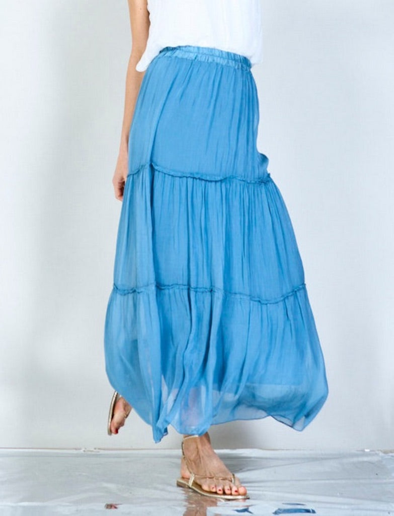 BZNA Rock mit Seide Rüschen Seidenchiffon Seidenrock Onesize - B Z N A