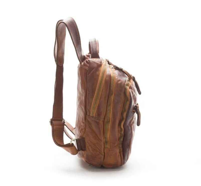 BZNA Bag Bernd Petrol Backpacker Designer Rucksack Unisex Ledertasche Schultertasche