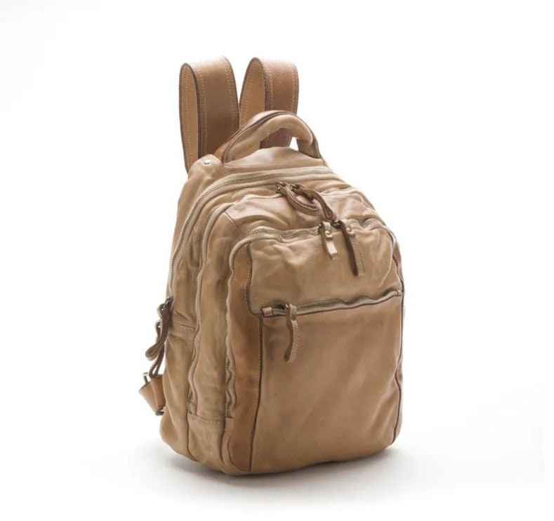 BZNA Bag Bernd Beige Backpacker Designer Rucksack Unisex Ledertasche