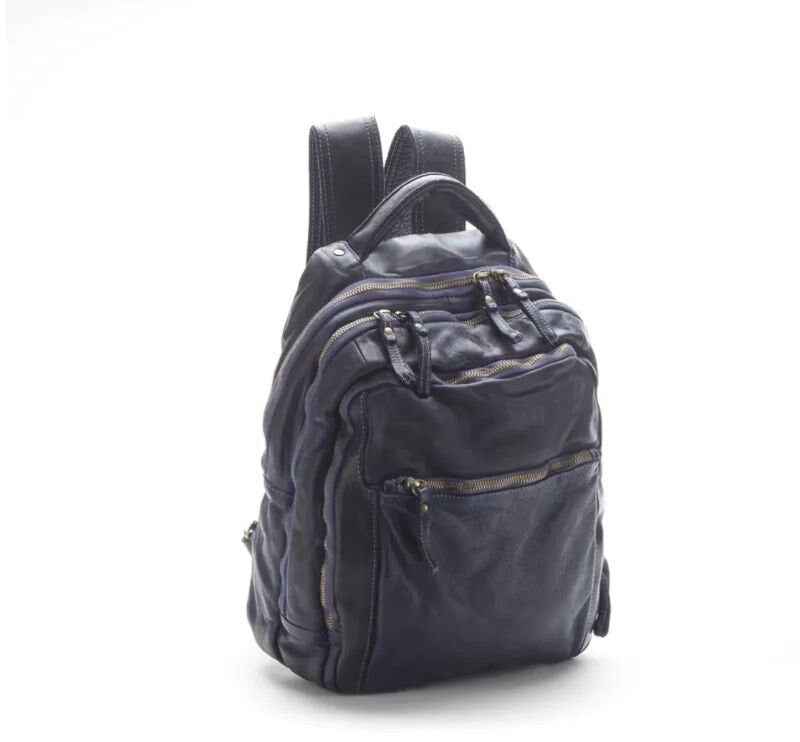 BZNA Bag Bernd Blau Backpacker Designer Rucksack Unisex Ledertasche Schultertasche