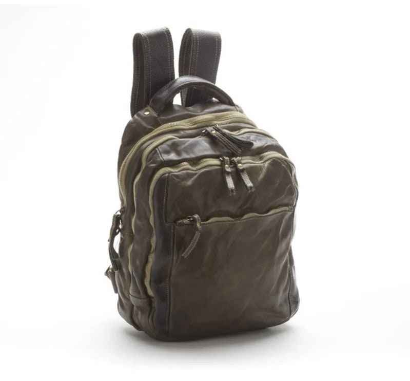 BZNA Bag Bernd Grün Backpacker Designer Rucksack Unisex Ledertasche