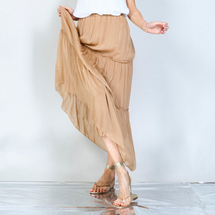 BZNA Rock mit Seide Rüschen Seidenchiffon Seidenrock Onesize - B Z N A