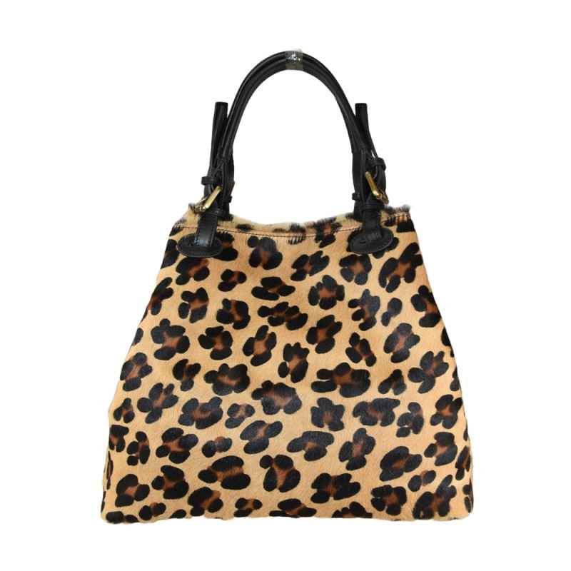 BZNA Bag Abby Color Leopard Echtfell Italy Damen Shopper Handtasche Schultertasche Tasche