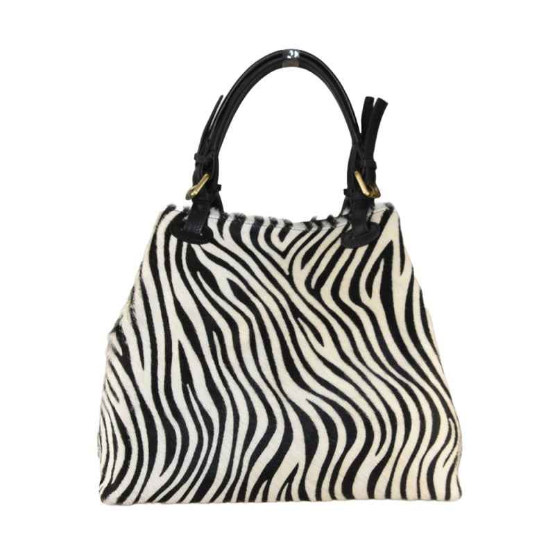 BZNA Bag Abby Color  Zebra Echtfell Italy Damen Shopper Handtasche Schultertasche Tasche