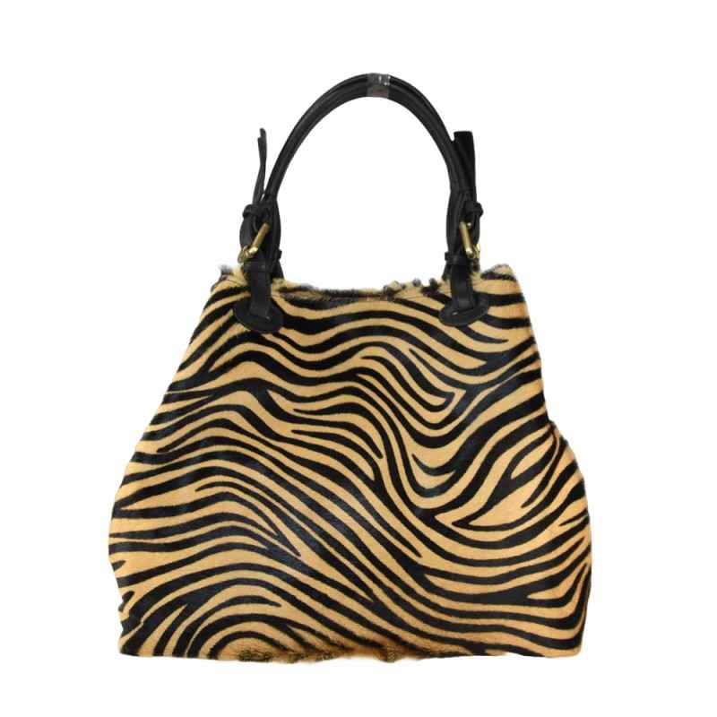 BZNA Bag Abby Color Tiger Echtfell Italy Damen Shopper Handtasche Schultertasche Tasche