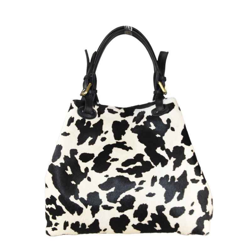 BZNA Bag Abby White Black Echtfell Italy Damen Shopper Handtasche Schultertasche Tasche