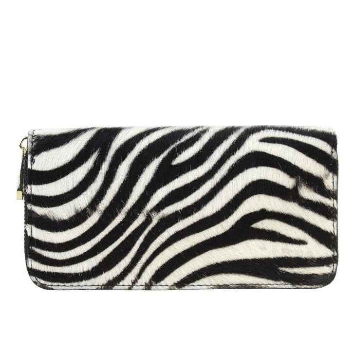 BZNA Berlin Baya Zebra Echtfell  Wallet Leather Leder Portemonnaie Geldbörse Clutch