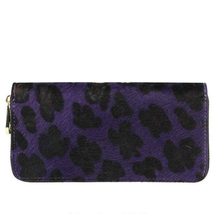 BZNA Berlin Fell Baya MACULATO VIOLA Echtfell  Wallet Leather Leder Portemonnaie Geldbörse Clutch