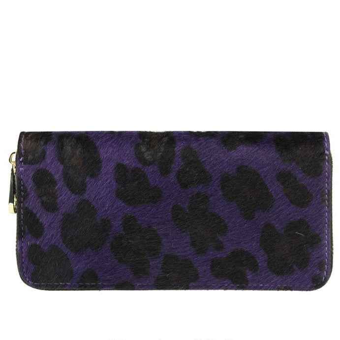 BZNA Berlin Fell Baya MACULATO VIOLA Echtfell  Wallet Leather Leder Portemonnaie Geldbörse Clutch