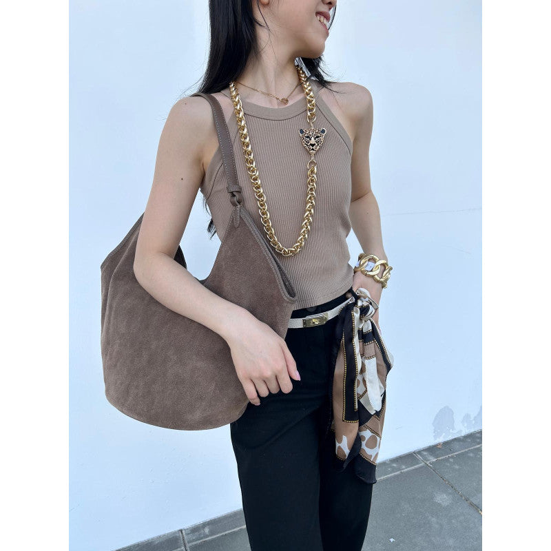 BZNA Bag Tanjia Marrone Wildleder Italy Damen Handtasche Schultertasche Tasche BZNA6033 - B Z N A