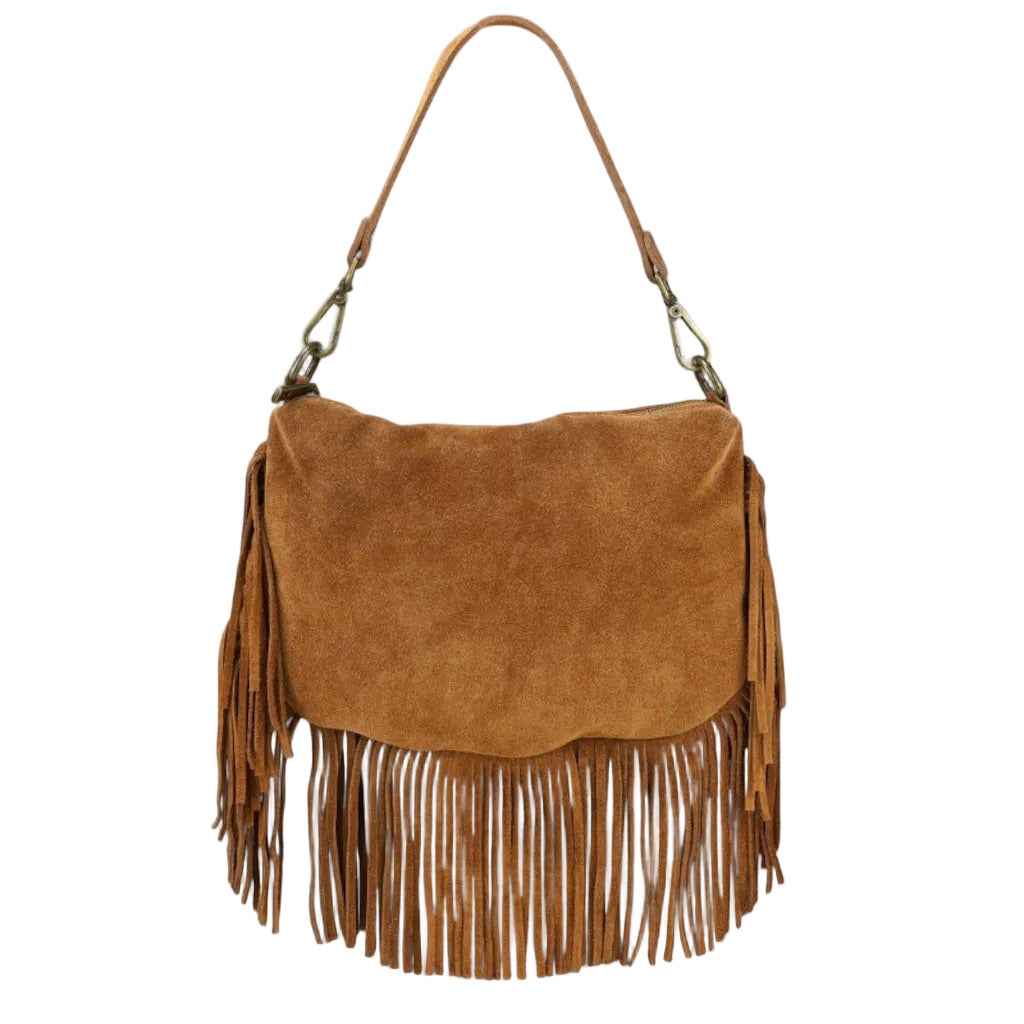 BZNA Bag Siefra Cognac Fransen  Schultertasche Designer Damen Handtasche Italy