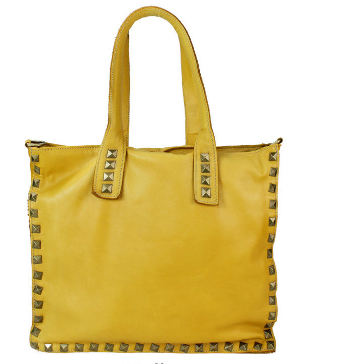 BZNA Bag Pluto Gelb Italy Designer Umhängetasche Damen Handtasche Leder - B Z N A