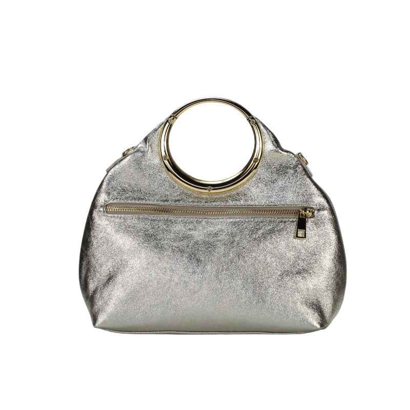 BZNA Bag Bronciana Platino Metalicca Leder Italy Damen  Handtasche Schultertasche Tasche