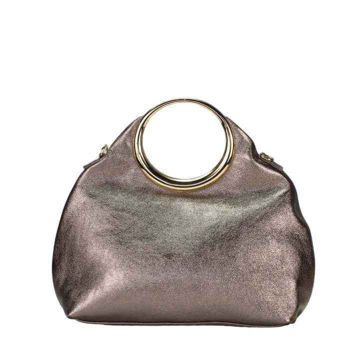 BZNA Bag Bronciana Bronce Metalicca Leder Italy Damen  Handtasche Schultertasche Tasche