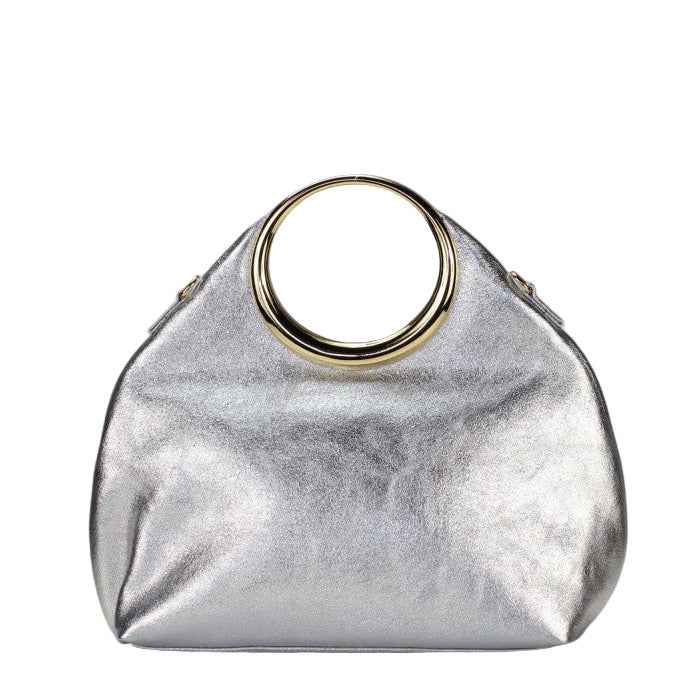 BZNA Bag Bronciana Agento Metalicca Leder Italy Damen  Handtasche Schultertasche Tasche