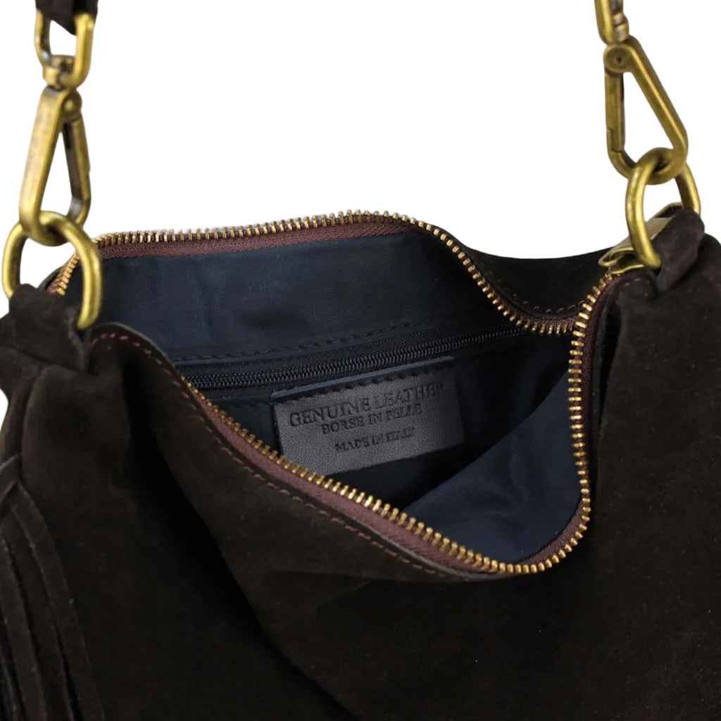 BZNA Bag Siefra Braun Fransen  Schultertasche Designer Damen Handtasche Italy