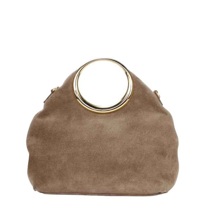 BZNA Bag Ciana Taupe Scuro Wildleder Italy Damen  Handtasche Schultertasche Tasche