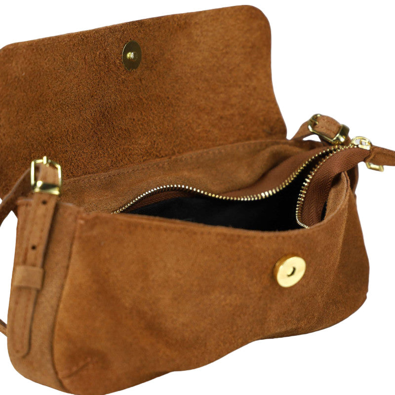 BZNA Bag Elli Moro Wildleder Leder Italy Damen Clutch Handtasche Schultertasche - B Z N A