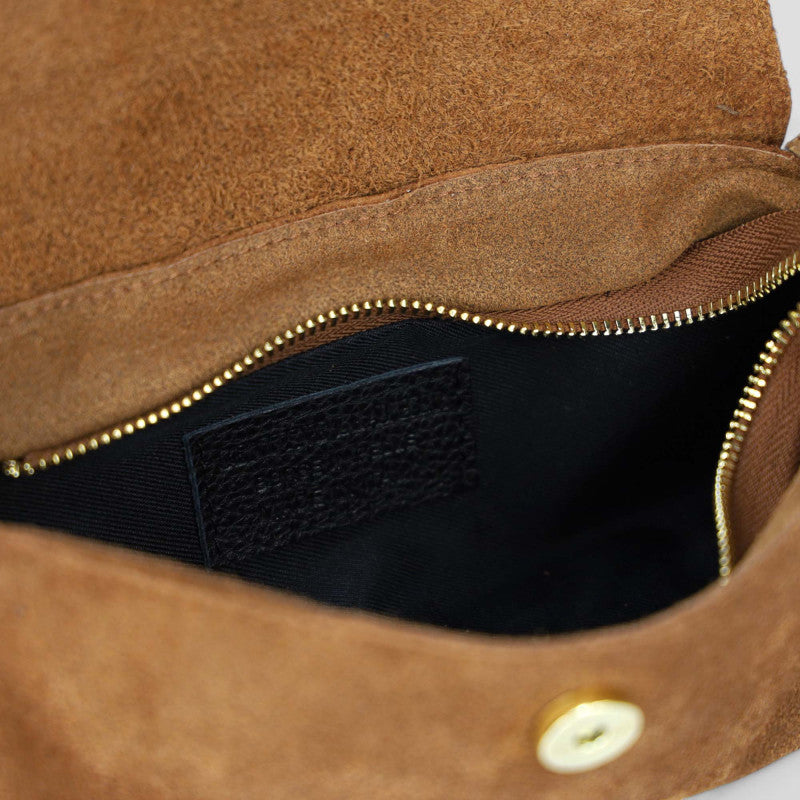 BZNA Bag Elli Moro Wildleder Leder Italy Damen Clutch Handtasche Schultertasche - B Z N A