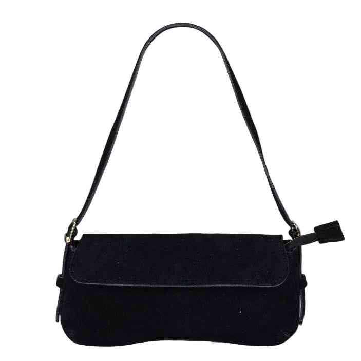 BZNA Bag Elli Schwarz Wildleder Leder Italy Damen Clutch Handtasche Schultertasche