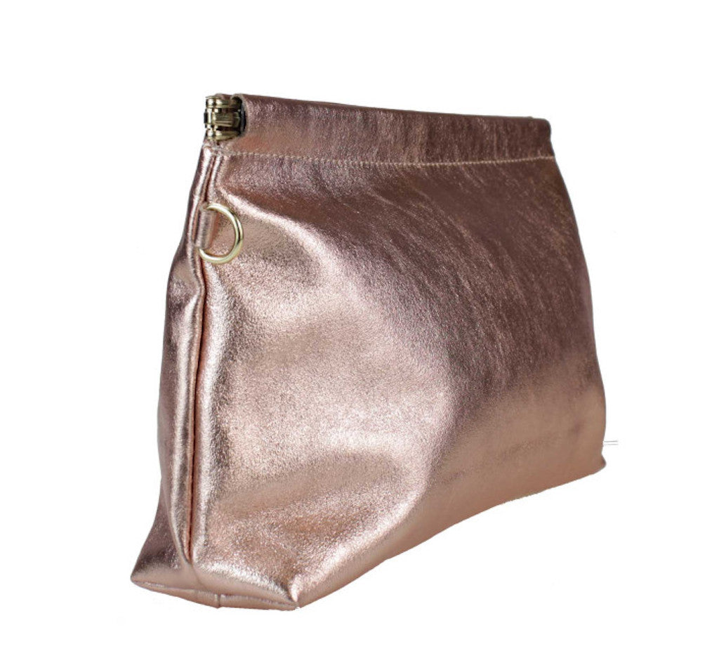 BZNA Bag Zoey Bordeaux Metalicca Leder Italy Damen Clutch Handtasche Schultertasche - B Z N A