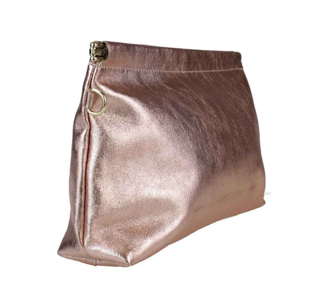 BZNA Bag Zoey Argento Metalicca Leder Italy Damen Clutch Handtasche Schultertasche