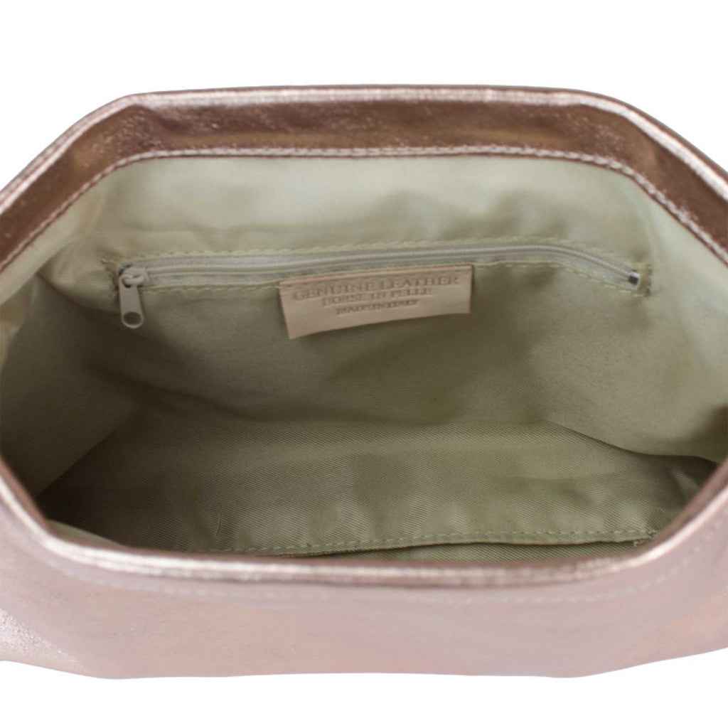 BZNA Bag Zoey Oro Metalicca Leder Italy Damen Clutch Handtasche Schultertasche
