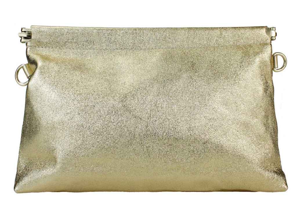 BZNA Bag Zoey Oro Scuro Metalicca Leder Italy Damen Clutch Handtasche Schultertasche