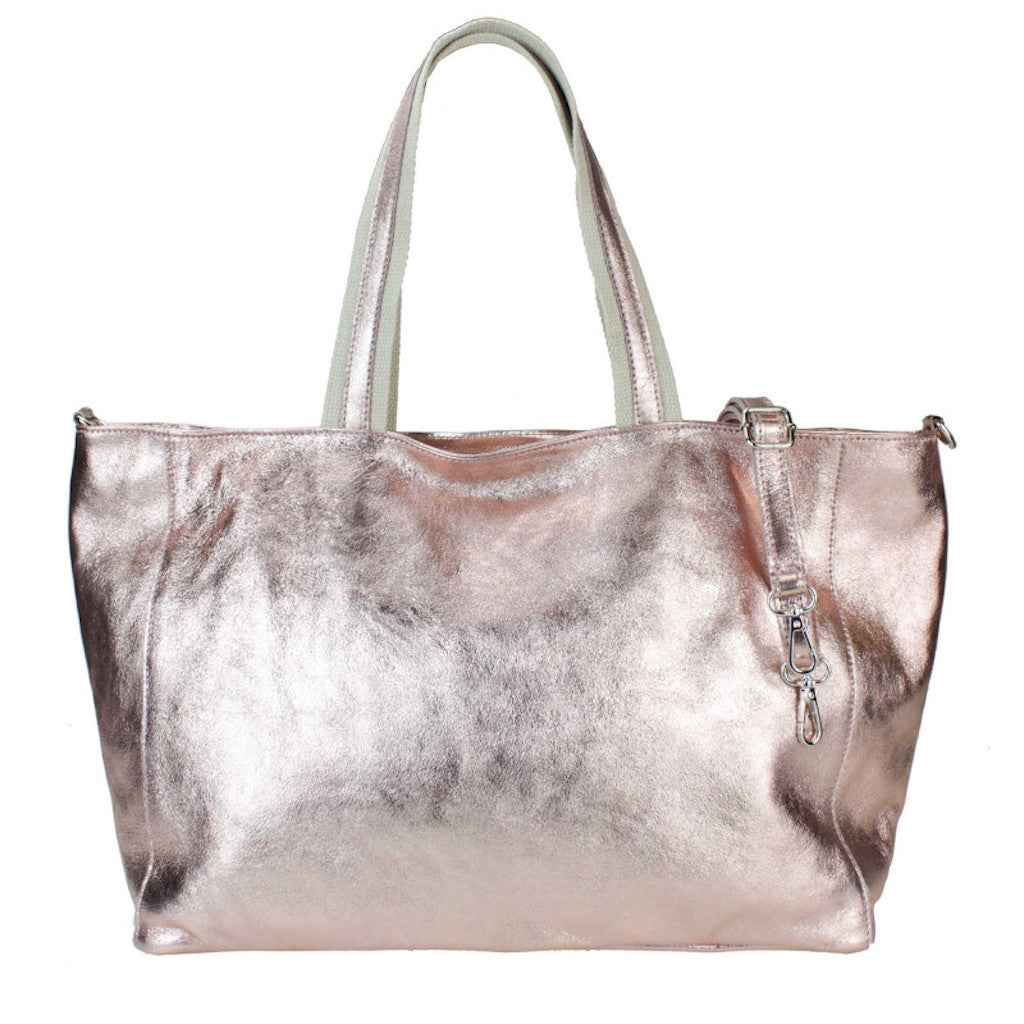 BZNA Bag Yemina Oro Rosa Metalicca Leder Italy Damen Handtasche Schultertasche Shopper